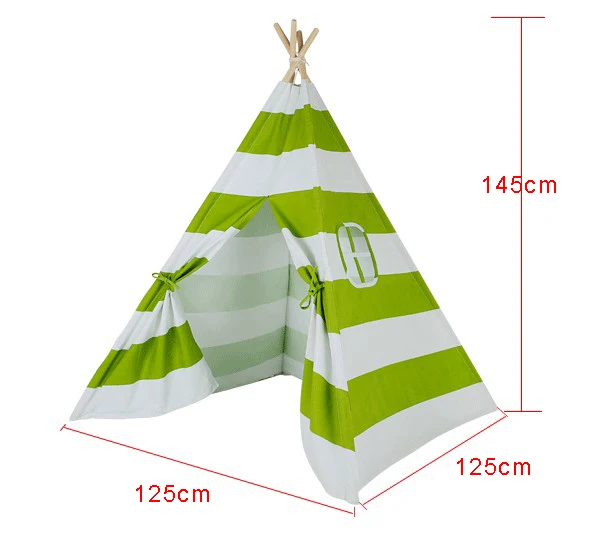 

FUJIE OUTDOOR waterproof canvas kids teepee, White;blue;stripe;customized