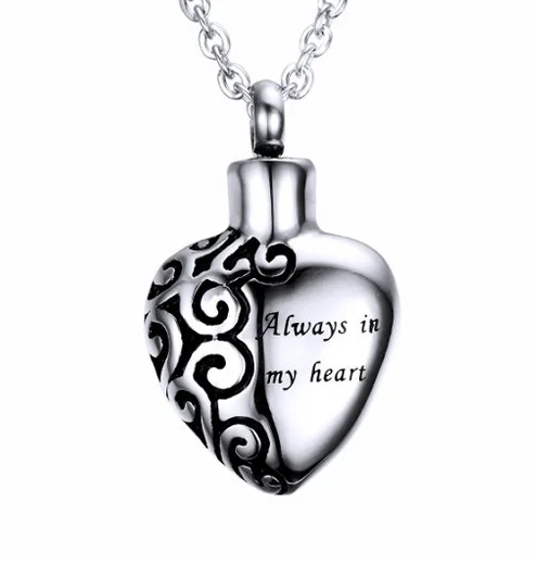 

Heart Cremation Urn Necklace for Ashes Jewelry Stainless Steel Crystal Memorial Pendant