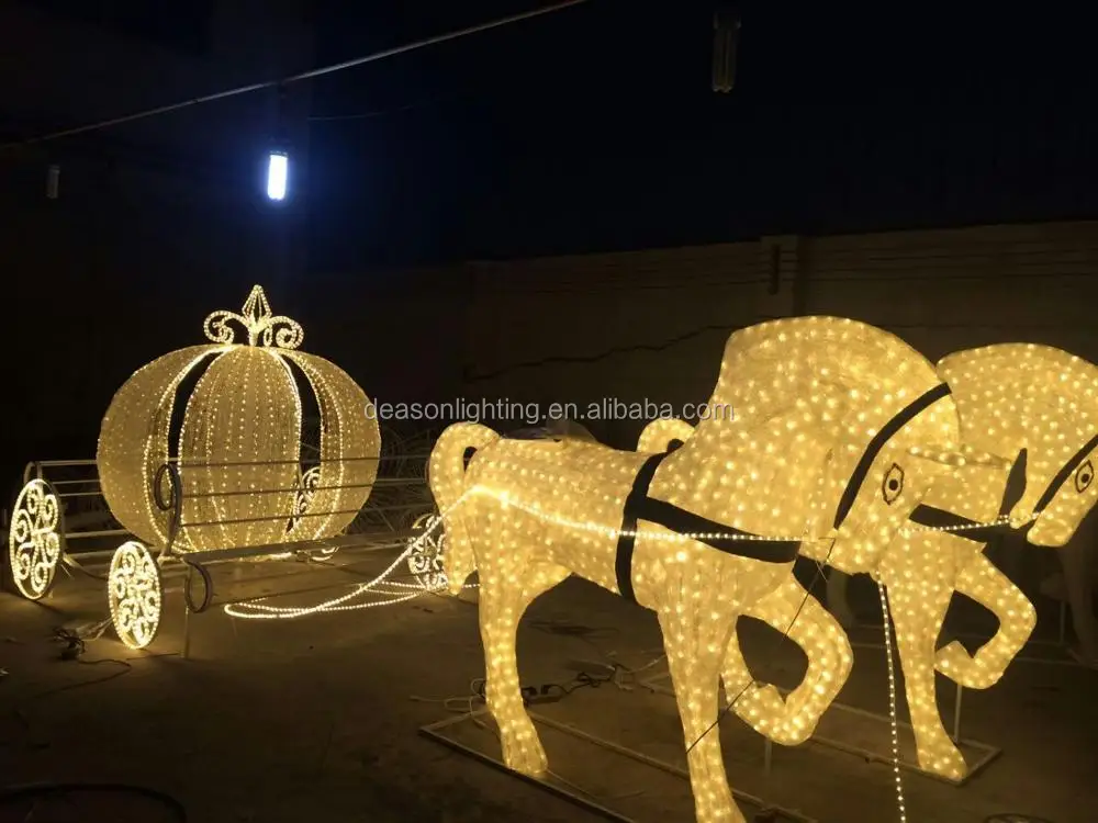 460cm Led Santa Riding Reindeer Sleigh Christmas Motif Rope Lights