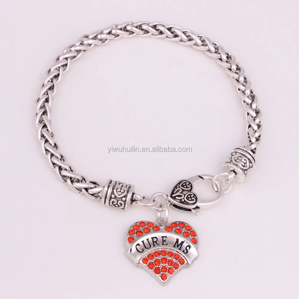 

Fashion jewelry crystal heart Shape letter Cure Ms fashion long chain bracelet