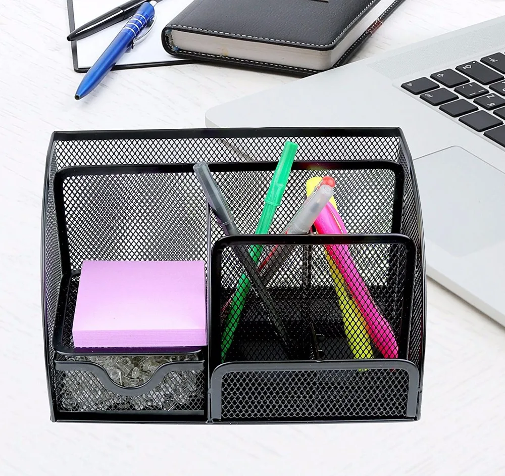 6 Compartments Office Supplies Desk Wire Metal Mesh Office Desk ...