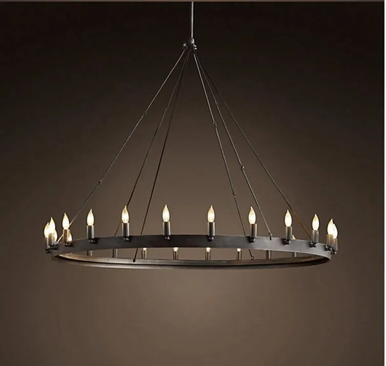 American Classic Hanging Lamp Large Dining Candle Style Chandelier Vintage Luxury Black Candle