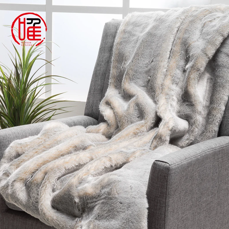 Wholesale Super Soft Extra Cozy Queen Size Luxury Real Rabbit Faux Fur