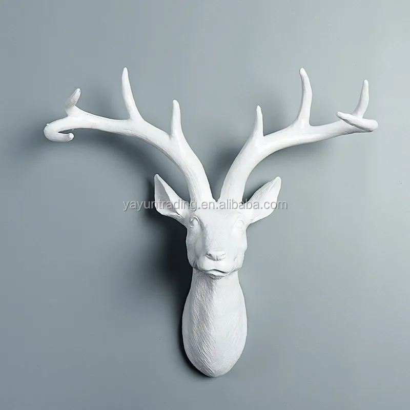 large white resin deer head