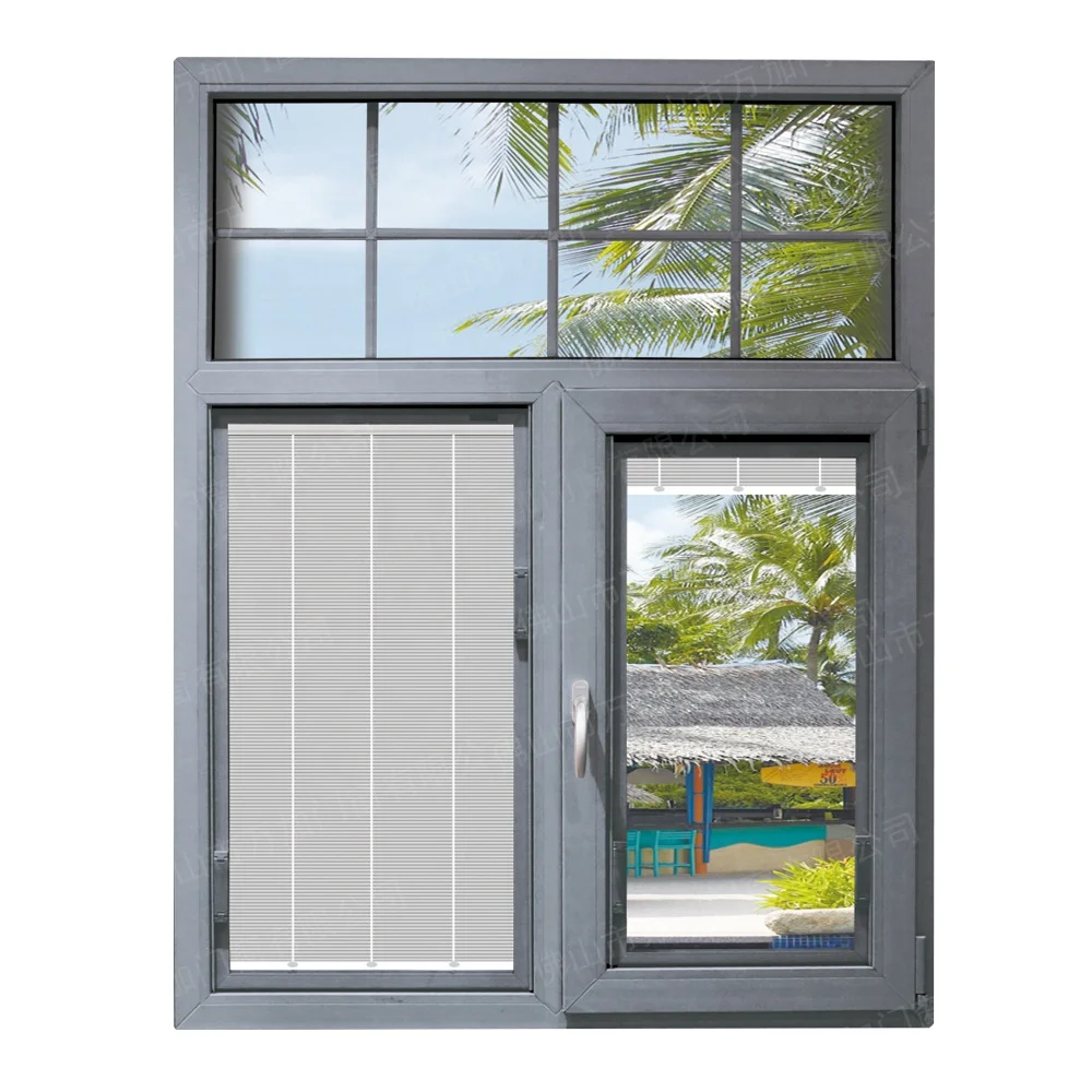 PVC grey french windows double glazed upvc casement window
