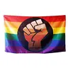 Pride Flag 3x5 Foot - LGBT+ Pride Flag with Power Fist, Inspired by Black Brown Philadelphia/Philly Pride Flag