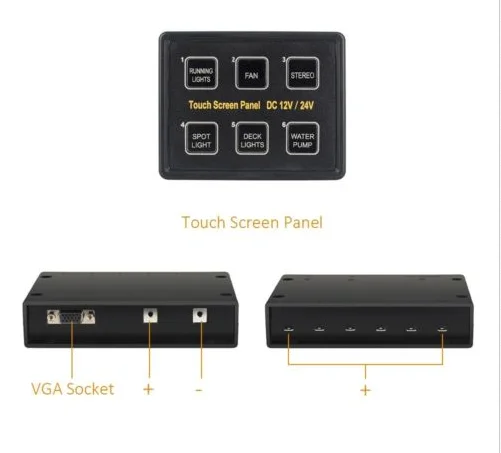 
12V/24V 6 Gang LED Switch Panel Slim Touch Control Panel Box for Car Marine Boat 