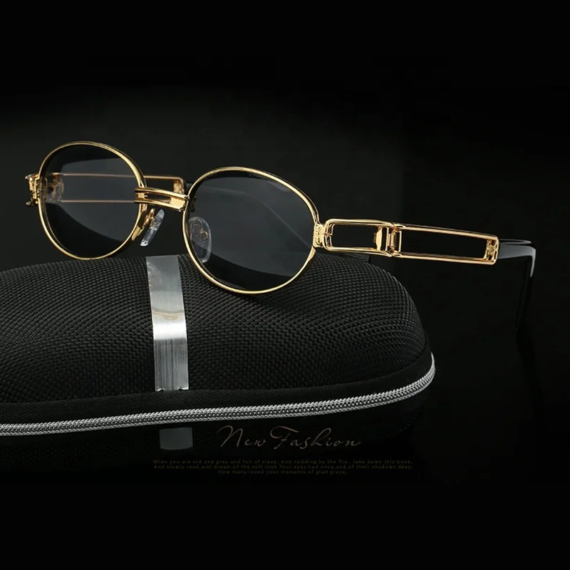 Hop Retro Small Round Sunglasses Women Vintage Steampunk Sunglasses Men Cool Glasses Gold Frame Oculo UV400
