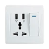 2018 Best Selling white pc 86*86mm UKCE universal 3 pin switch wall socket with double usb