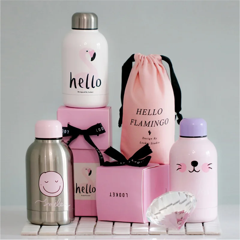 

Flamingo vacuum insulated stainless steel water bottle manufacturer, White;pink