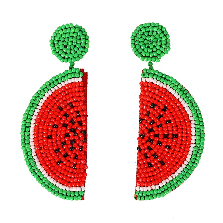 

Hot Sale Watermelon Seed Beads Earrings Women Handmade Jewelry Earrings, Picture