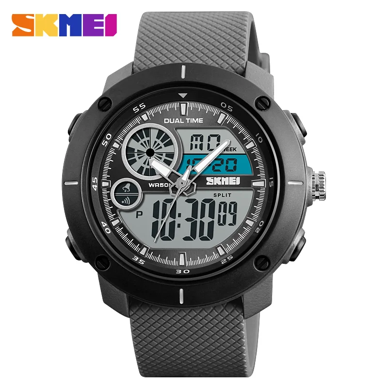 

Mens Luxury Wrist Watch Skmei 1361 Top Brand Dual Time Chrono Analog Led Clock 30m Waterproof Fashion Quartz Digital Watch Reloj