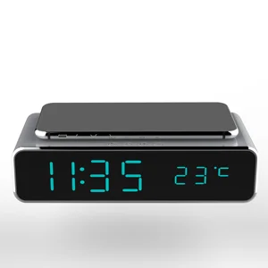 Desktop LED Alarm Clock Wireless Phone Charger