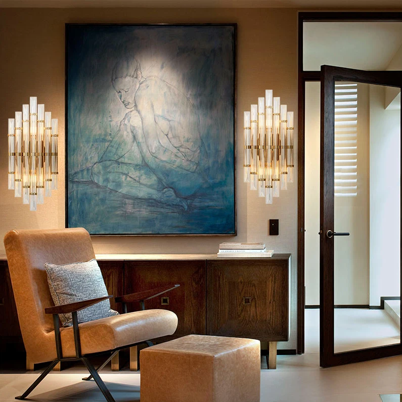
Postmodern Crystal Stainless Steel Wall lamp Wall Light Wall Sconce For Foyer Bedroom Corridor 