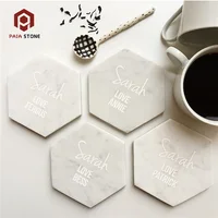 

India Hexagon black and white marble coasters or trivet