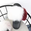 Factory wholesale custom long hair and fluffy real fox fur slides for women