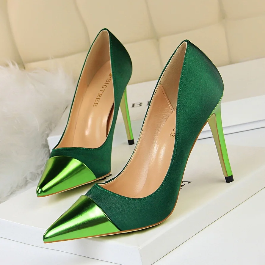

SS0474 New arrival 2019 big tree women banquet stiletto heel shoes ladies fashion wedding pumps shoes, Green,blue,golden,gray,pink,champagne,red,black