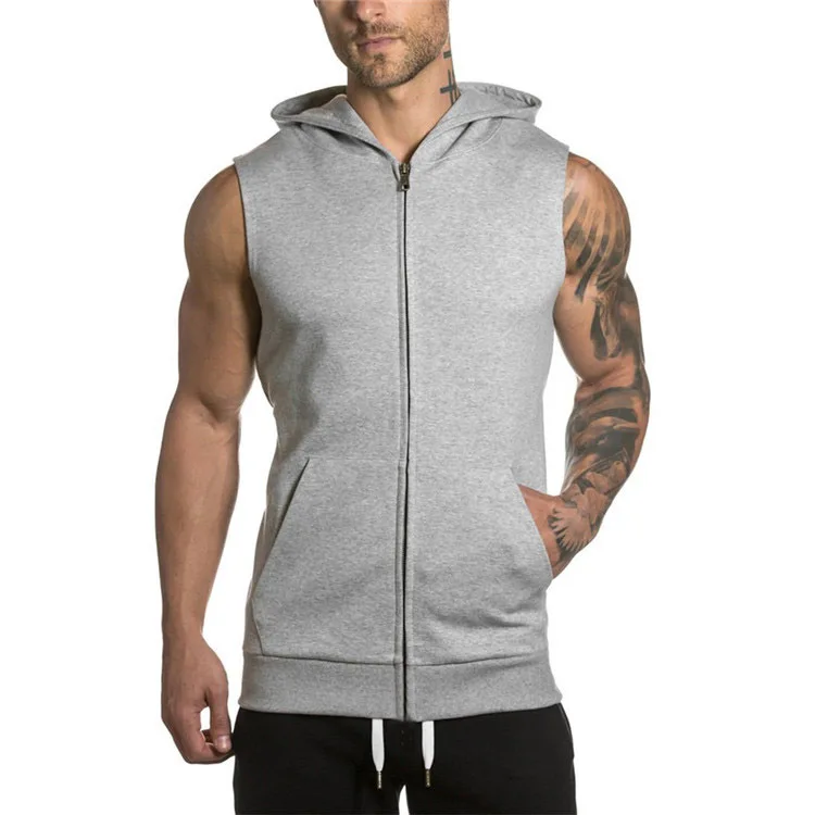 

Men's Hooding Sports Sleeveless Running Training Leisure Jacket
