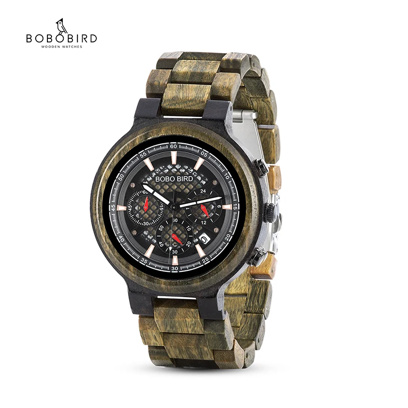 

Best Selling 2019 Custom logo Green Sandal Wood Watches chronograph mens watch