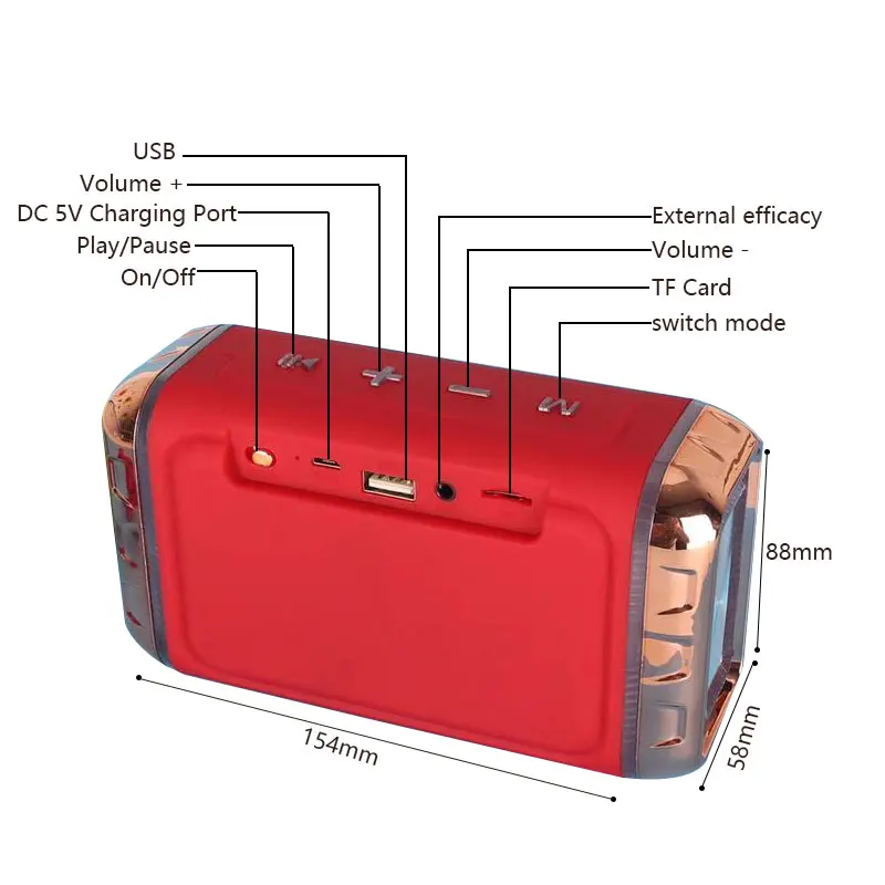 Portable Mini Bluetooth Booster Speakers Wireless Hands Free Colorful Flashing LED TF USB FM Sound Music For iPhone X Samsung - ANKUX.COM