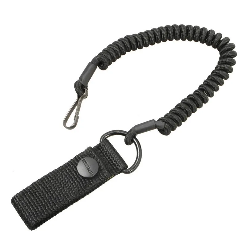 

Tactical Lanyard Military Combat Sling Telescopic Rifle Flashlight Spring Sling one point sling tactical, Black