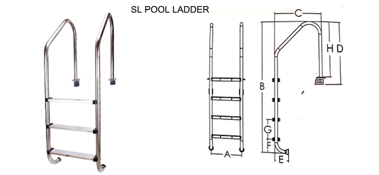 Factory Stainless Steel Above Ground Pool Ladders for Swimming Pool Durable swimming pool ladder for 3/4 step option
