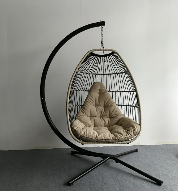 Garden Cocoon-shaped Folding Chair Rattan Hanging Egg Chair With