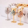 New Keychain Red wine cups Rhinestone Keychain Car Purse Pendant Bags keyRing Chains Key Rings For Wedding Gift jewelry