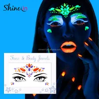 

Hot Sale Mermaid Glowing Face Gem Temporary Rhinestone Face luminous Tattoo Sticker Glow In The Dark Face Gem Jewels for Night