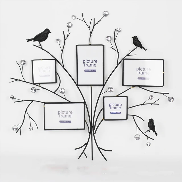 metal picture frame glass/ crystal decoration iron family tree