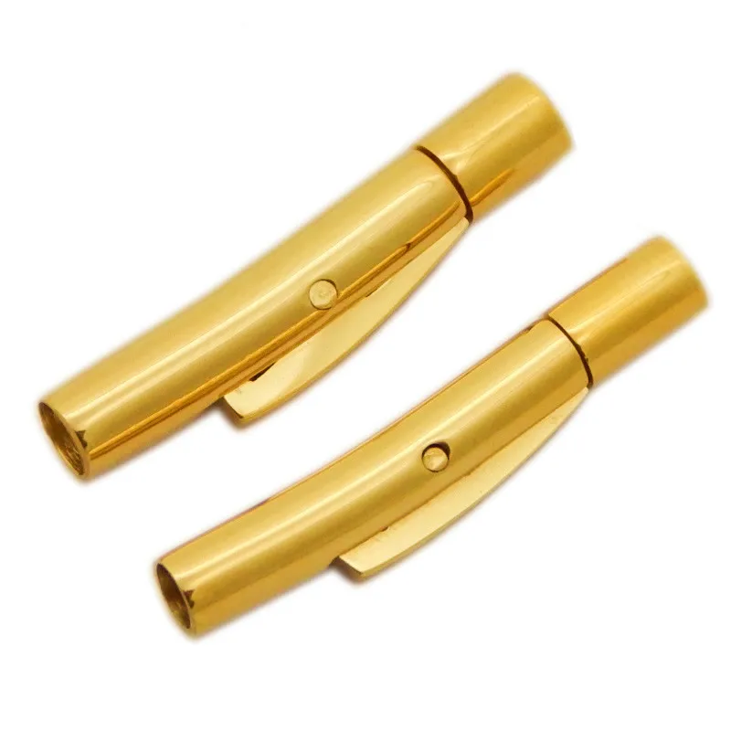 5Sets Tube 304 Stainless Steel Bayonet Clasps Jewelry Findings for DIY Golden Color Hole: 2/2.6/3/ 4mm