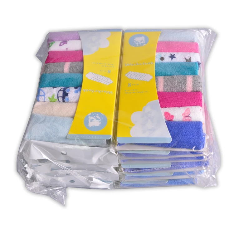 8 pieces soft cotton washcloths baby set , skin bath toddler wash cloth for baby