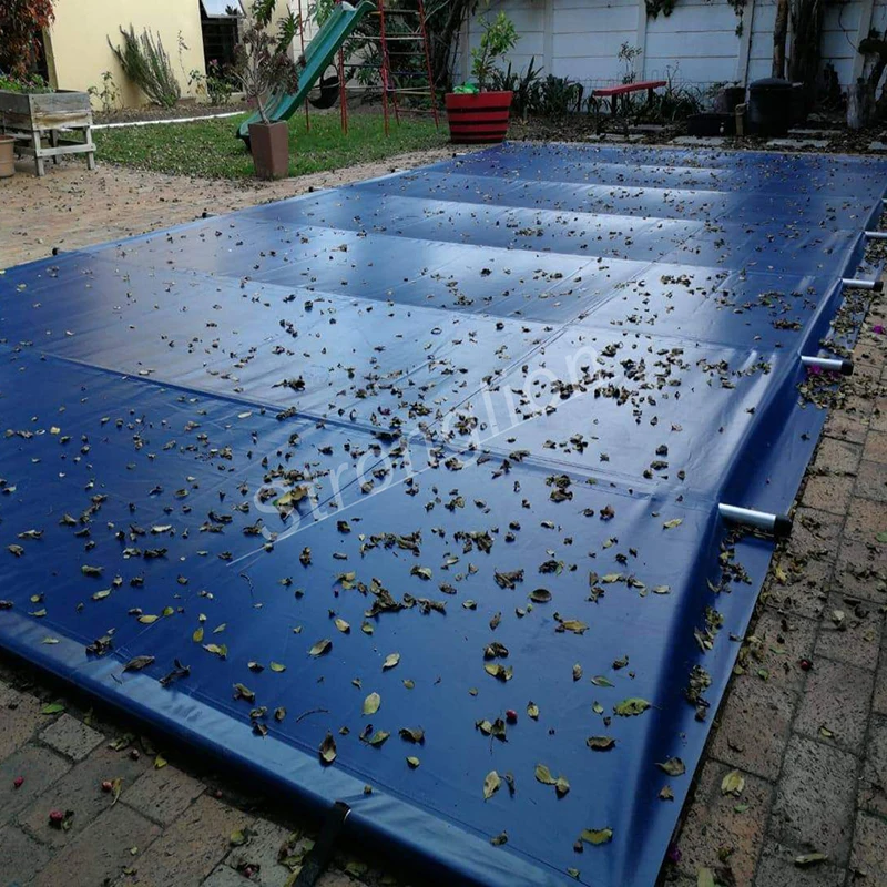 

UV Protection Waterproof Polyester PVC Tarpaulin Swimming Pool Cover, Blue/light blue/grey/green