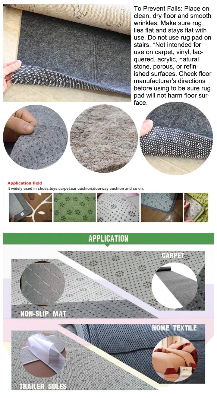 Fast Delivery Anti Slip Carpet Pvc Dots Coated Nonwoven Grey Anti Non