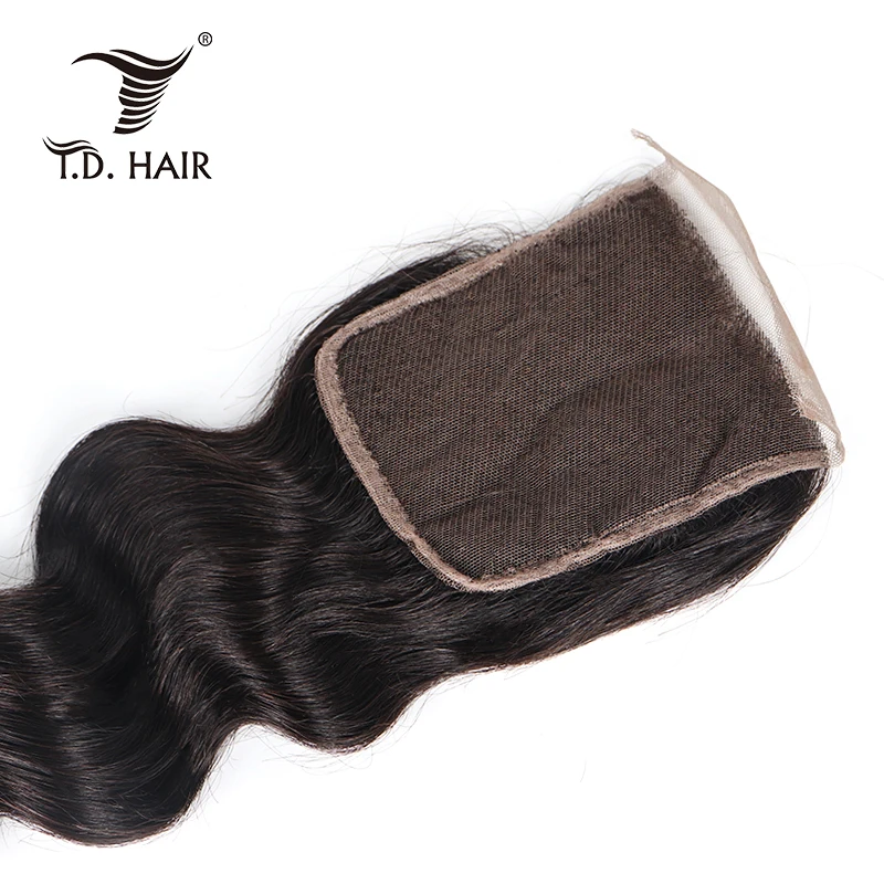 

TD HAIR 100% Full Cuticle Aligned Mink 4*4 CLOSURE 9A Grade Loose Wave Virgin Remy Human Hair Extensions