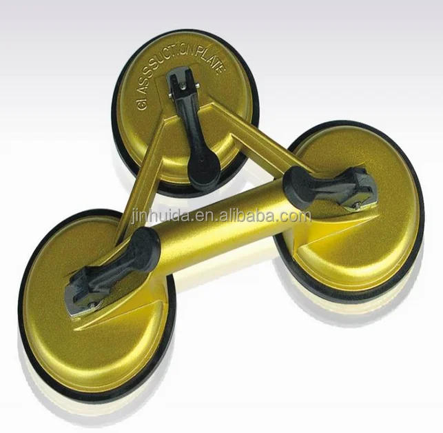 Golden Aluminum Alloy Glass Vacuum Lifters Triple Suction Cups Lifting Equipment Glass Handling 5729