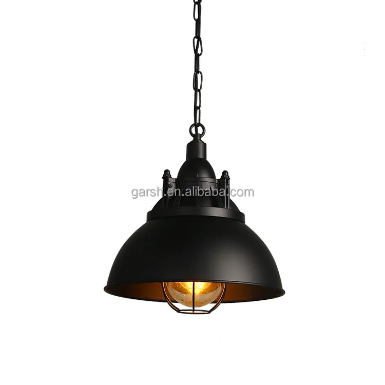 Retro Vintage Black Iron Barn Pendant Light Industrial Lamp For Dining Room