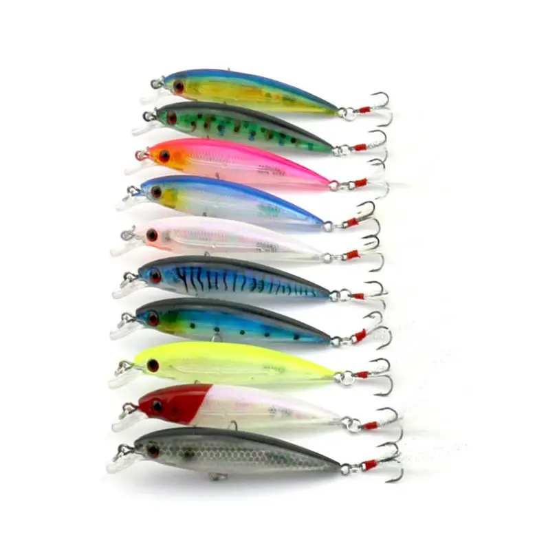 

Factory price Free shipping minnow 9CM 8G japan iscas Minnow VMC feather hook set fishing lures, 10 colours available/unpainted/customized