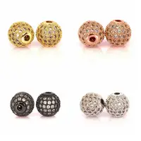 

Micro Paved Copper CZ Ball Beads Charm For DIY Making Bracelet White Cubic Zirconia CZ Ball Charm Beads