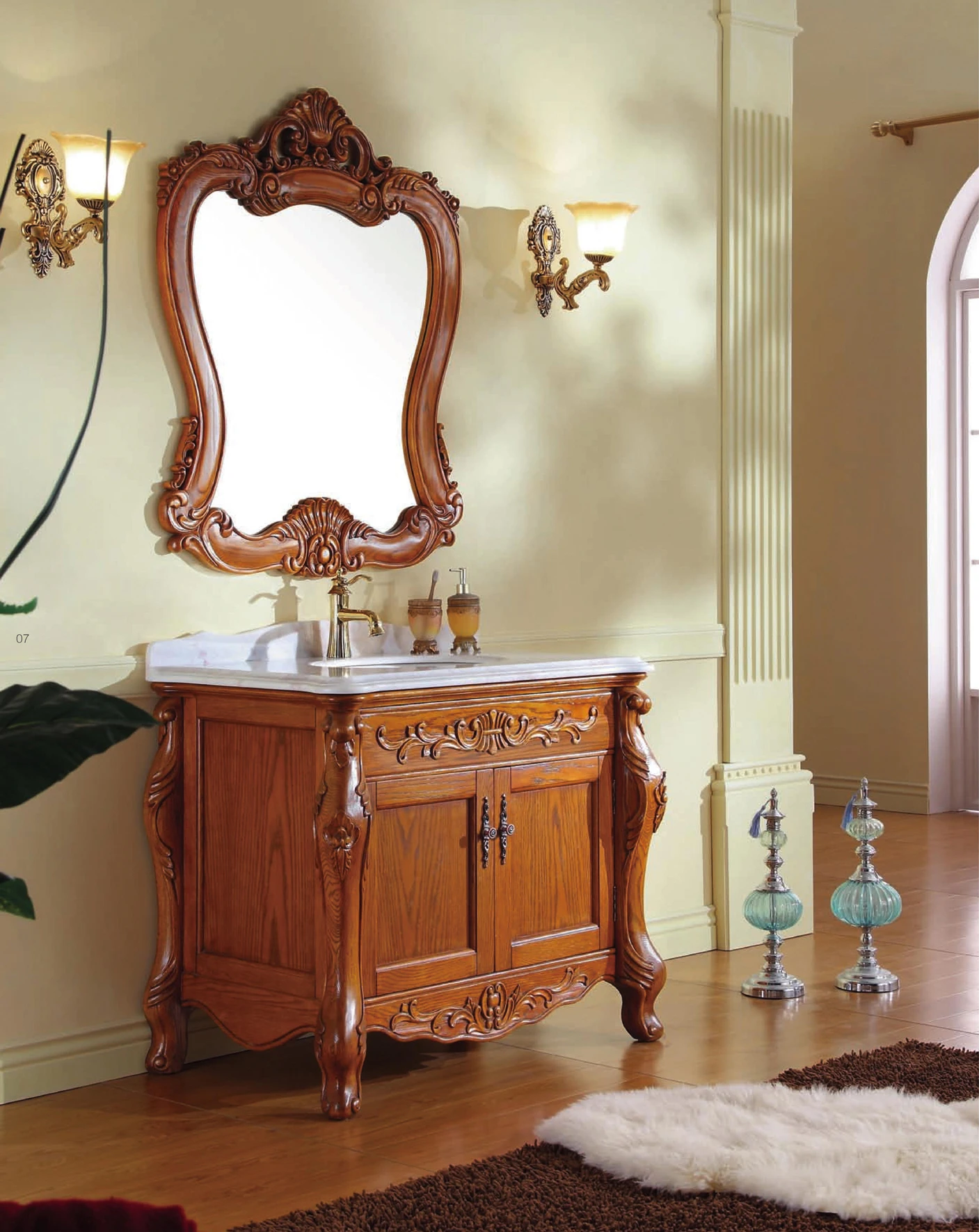 Foshan Space Under Sink Wooden Bathroom Vanity Cabinet with Mirror
