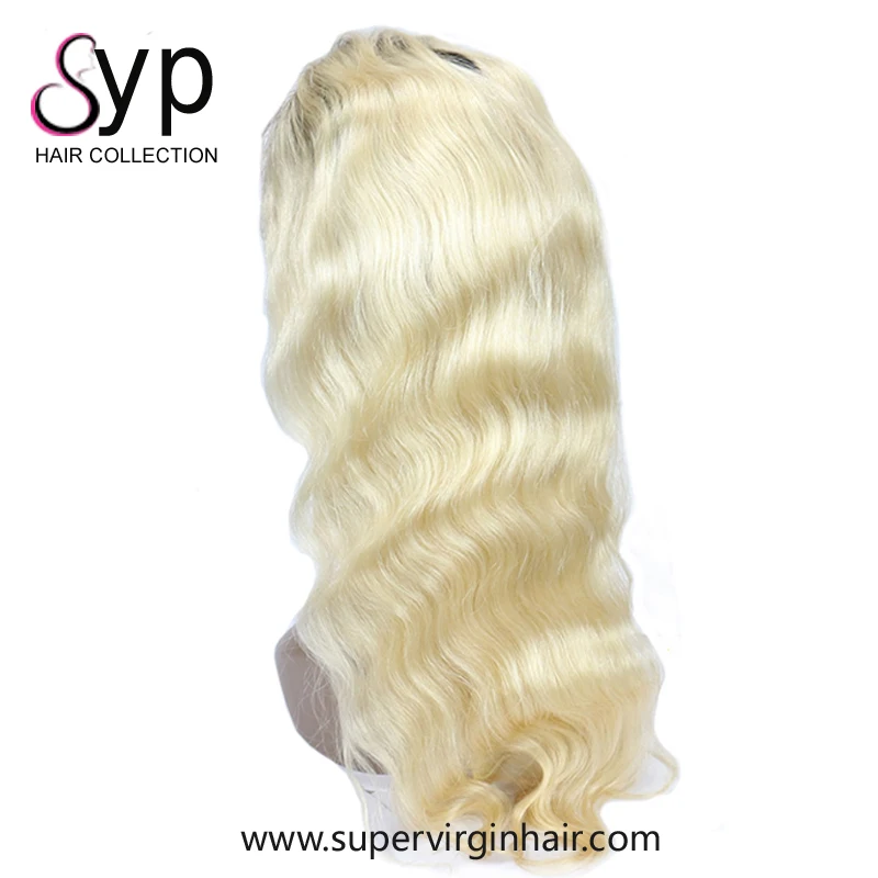 

1B 613 Full Lace Wig Body Wave, Two Tone Dark Root Honey Blonde Ombre Wigs with Baby Hair Extensions Adjustable Strap and Comb