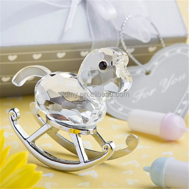 

Crystal horse baby shower baptism party gift present Keepsake, Blue,pink