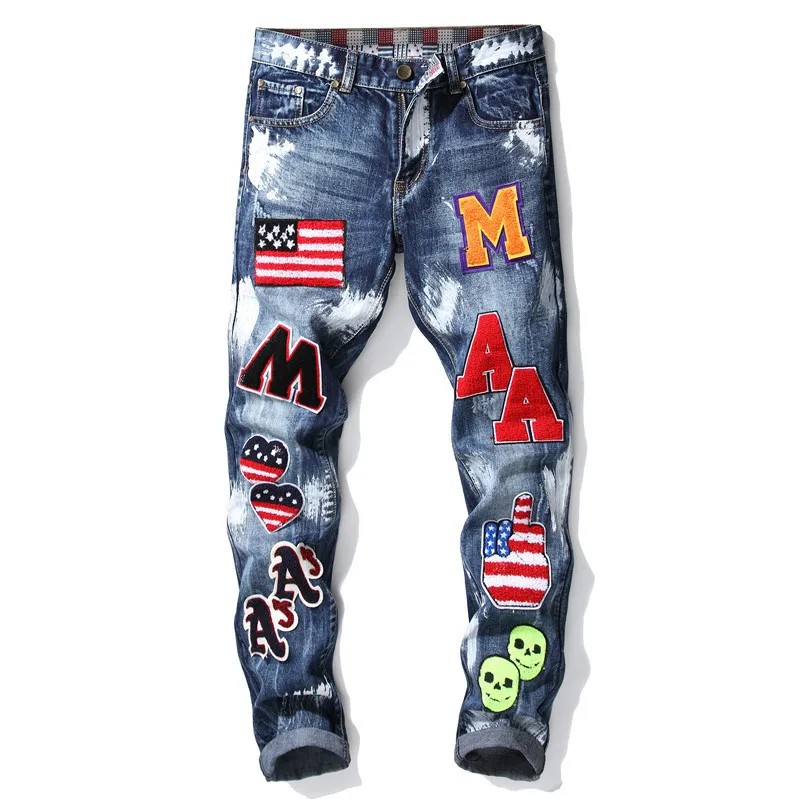 

S412 Hot Selling High Quality OEM No Name Embroidery Patched Denim Jean Manufacturer In China