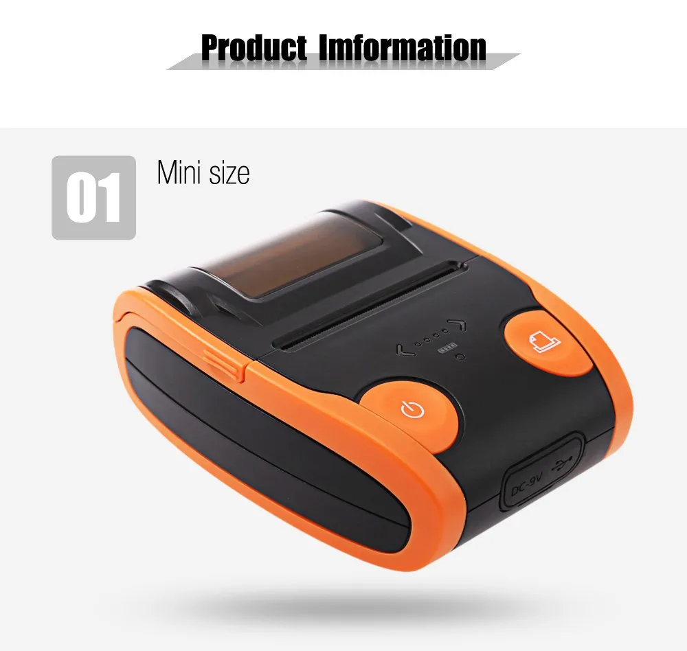 Fast Shipping Mini Mobile Android Bluetooth Thermal Printer Receipt POS Printer with Power display