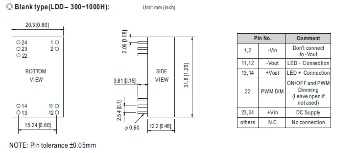 Meanwell LDD-1000HS 9~56V Input SMD Style Constant Current DC-DC LED Driver 1000mA