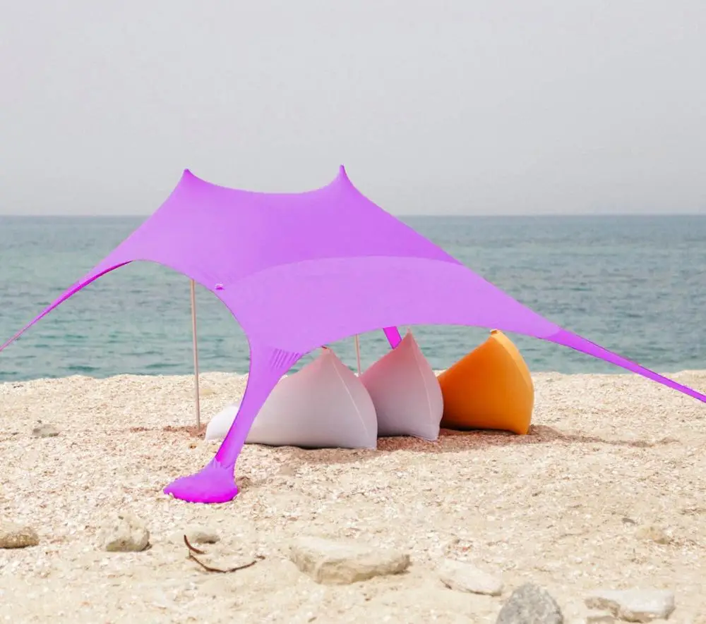 

Wholesale New Lycra Beach Tent with Sand Anchor Portable Canopy Sun Shelter Pop-up UV50 Lycra Fabric Beach Tent, Any color