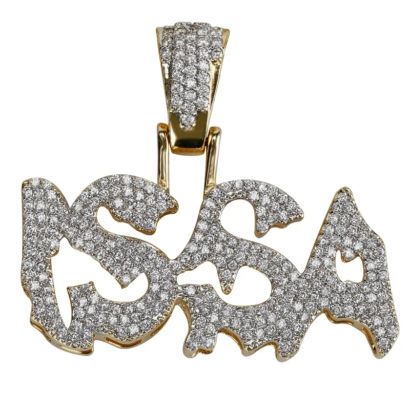 

Hip Hop Letter ISSA Pendant Necklace Iced Out Diamond Jewelry Bling Micro Pave Zircon Alphabet Necklaces