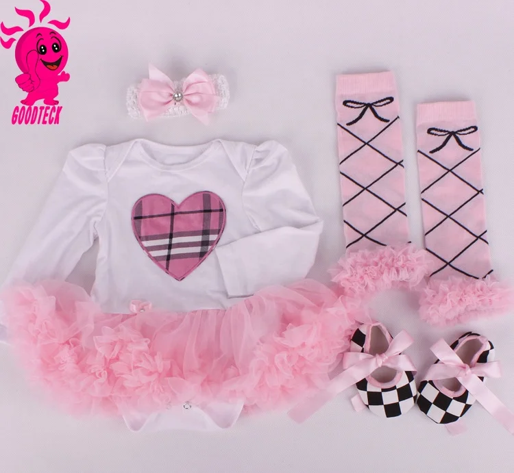 

Baby birthday gift 2019 newborn baby clothes tutu skirt +headband+leggings 4pcs girls baby rompers sets, Picture