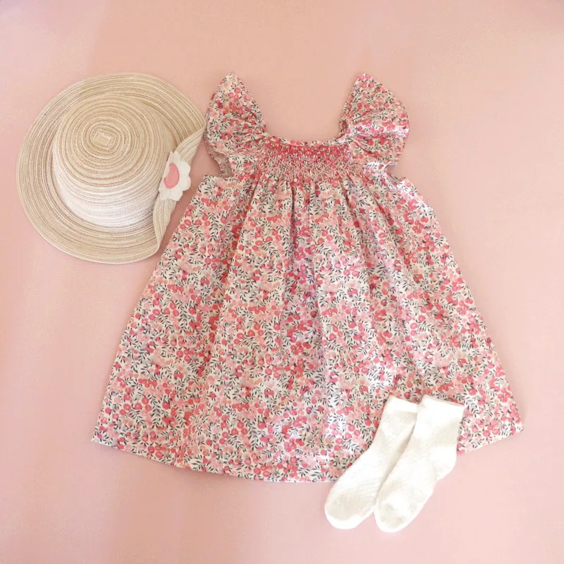 

children clothing toddler baby smocked dresses ruffles kids clothes outfit floral flower summer boutiques wholesale