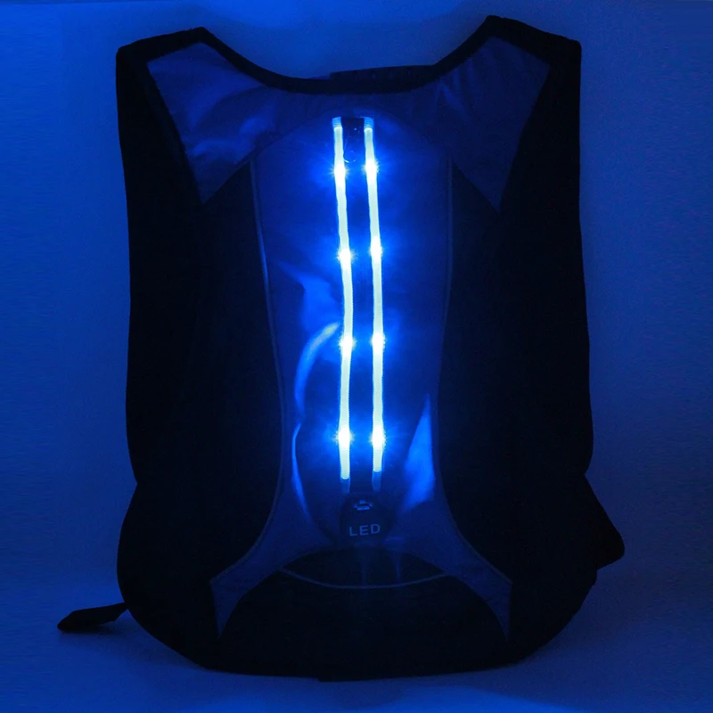

2019 new bike backpack with led flash for travelling, Black,blue